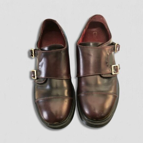 Electric Karma Scotty Wine Loafer Shoes Double Buckle Leather Burgundy Women's 7 - Picture 2 of 10